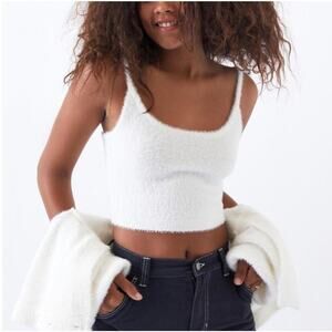 Kendall +  Kyle Fuzzy White Tank Top Size L NWOT